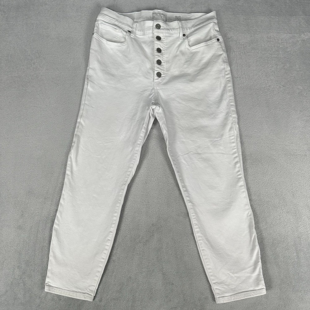 Lucky Brand Jeans Womens 12/31 High Rise Crop Bridgette White Stretch Button Fly